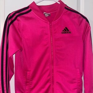 Adidas gently used girls pink track jacket Large